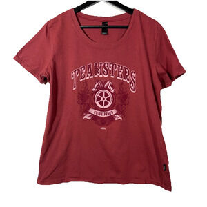 Teamsters Union Proud TShirt Women Large Graphic Burgundy Red Organic Cotton